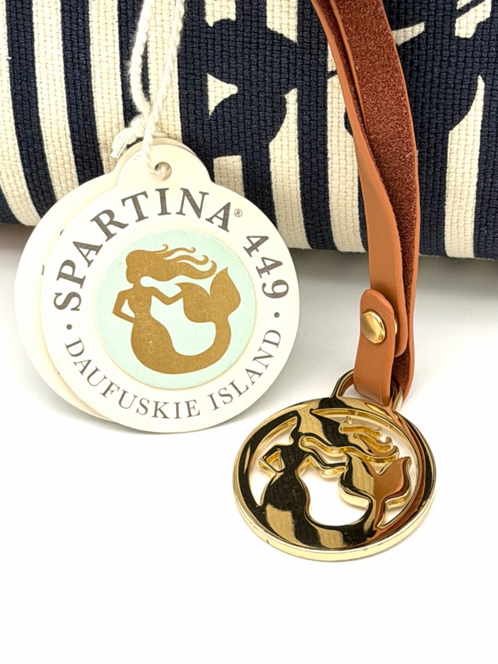 NWT New Spartina 449 28 Shelter Cove Market Tote Beach Bag Carry On Travel Navy - Picture 2 of 7